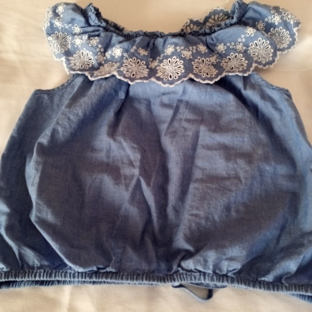 JUSTICE girl's blue embroidered top size 12 - Picture 5 of 5